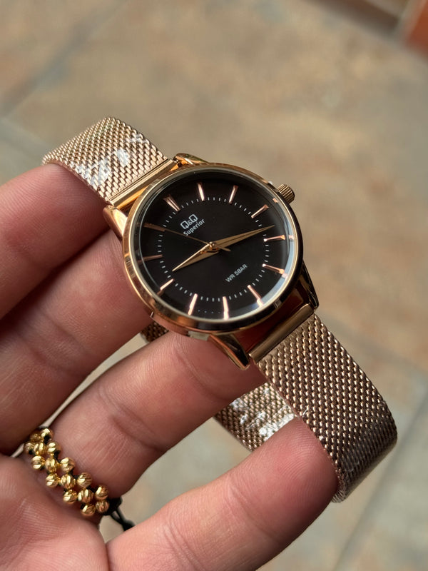RELOJ Q&Q ORO ROSA DE LUJO PARA MUJER + ENVÍO GRATIS (FN)